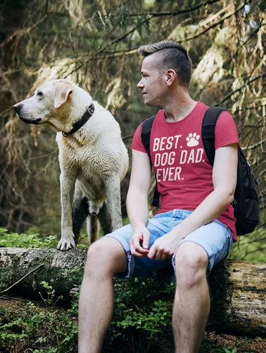 Vista 3 de Camiseta divertida con texto en inglés "Best Dog Dad Ever" para el Día del Padre
