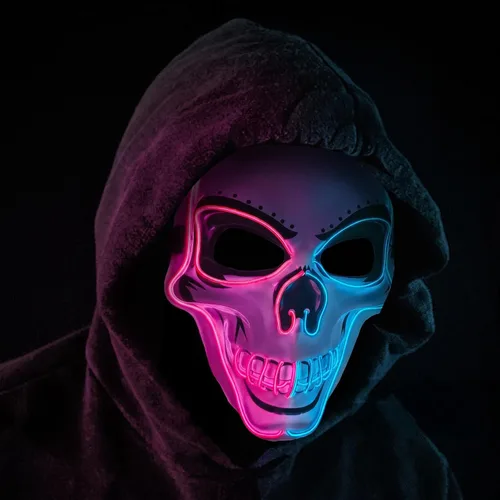 Vista 11 de Máscara de Halloween con luz LED de OceanWings para disfraces de miedo, para suministros de fiesta