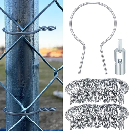 Vista 12 de Hicarer 200 piezas de amarres de cerca giratorios de 2-7/8" DE de acero galvanizado preformado calibre 9 con mandril de taladro herramientas