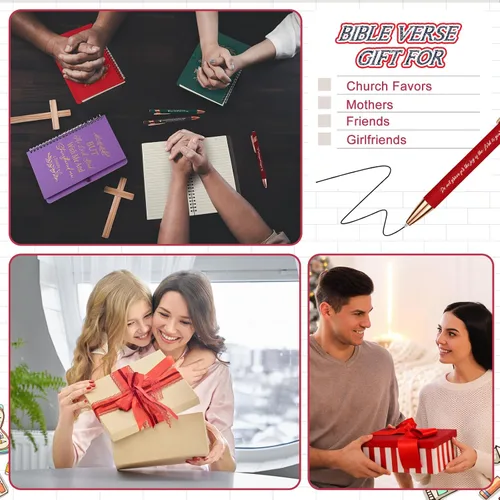 Vista 5 de Engrowtic Juego de 48 piezas de regalo cristiano, cuadernos en espiral con versículo bíblico A5 y bolígrafos para apreciación de maestros, primera