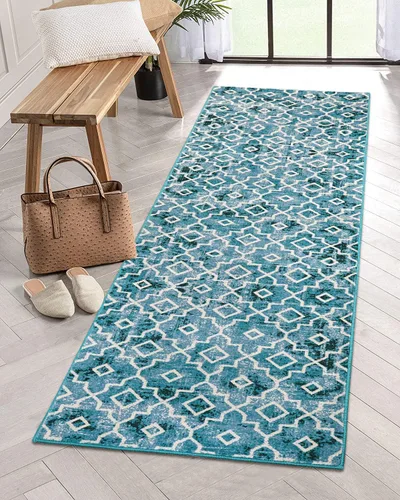 Vista 28 de Moynesa Alfombra marroquí lavable de 2 x 3 pulgadas, pequeña, azul, para cocina, baño, suave, antideslizante, de pelo bajo, moderna, geométrica