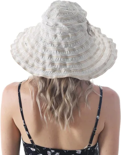 Vista 3 de Sombreros de sol de playa vintage para mujer, sombrero de verano plegable de ala ancha