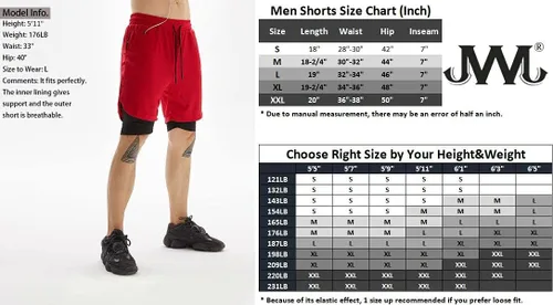 Vista 7 de JWJ Men's 2 in 1 Workout Running Shorts 7 Inch Lightweight Athletic Gym Shorts with Compression Liner