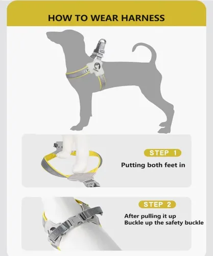 Vista 5 de Arnés para perro, chaleco de servicio antitirones con tiras reflectantes y asa de control, ajustable y cómodo para caminar fácilmente, rojo