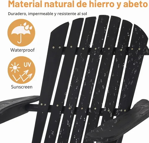 Vista 6 de PayLessHere Sillas Adirondack resistentes a la intemperie con madera de pino texturizada para patio, césped, jardín, terraza, piscina, playa, hoguera