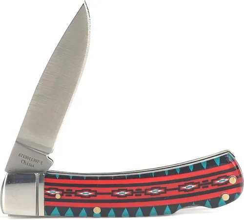 Vista 4 de ARIAT Aztec - Cuchillo de bolsillo plegable de hoja lisa, acrílico, multicolor, hoja de 3 pulgadas (grande)