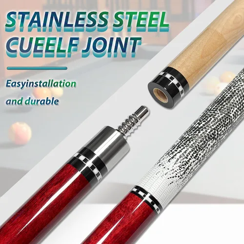 Vista 5 de HomeSeason 58in Pool Cue Stick Canadian Maple Wood 13mm Tip - 18oz Perfect for Precision Play, Low Deflection Pool Cue for Enhanced Accuracy