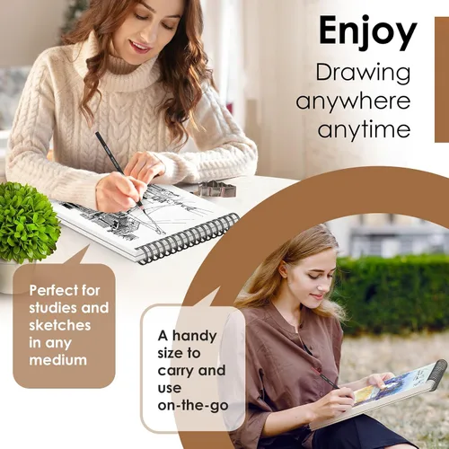Vista 3 de iBayam Cuaderno de bocetos de 9 x 12 pulgadas, cuaderno de bocetos encuadernado en espiral para niños, adolescentes, adultos, artistas