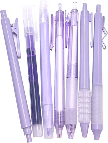 Vista 15 de 8 bolígrafos retráctiles lindos y estéticos, bolígrafos de gel con tinta para escribir con punta fina suave de 0,5 mm, bolígrafos de impresión