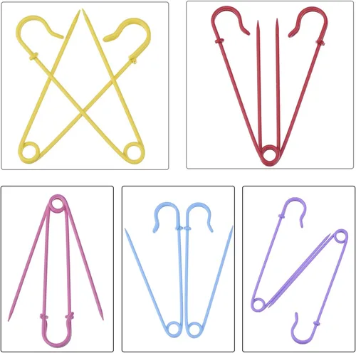 Vista 2 de Outus Pasadores de seguridad de acero para manta, 4 pulgadas, extra grandes, 5 colores, 10 piezas