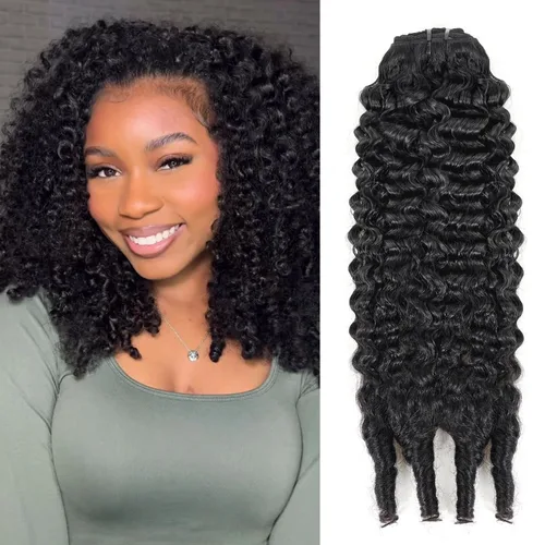 Vista 39 de Extensiones de cabello humano real rizado con clip, 4/27/4, ombré, rizado con clip, para mujer, 3C y 4A (12 pulgadas, #4/27/4)