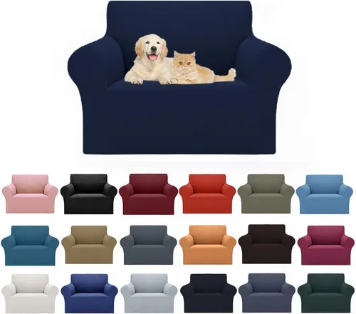 Vista 25 de Cupuamon Funda elástica para sofá de 1 plaza, funda protectora de muebles con parte inferior elástica de tela jacquard a cuadros pequeños para Beige