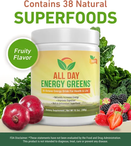 Vista 2 de IVL - Todo el día Energy Greens - Suplemento en polvo mezcla de bebidas, superalimento en polvo de verduras - Mezcla de verduras para una nutrición