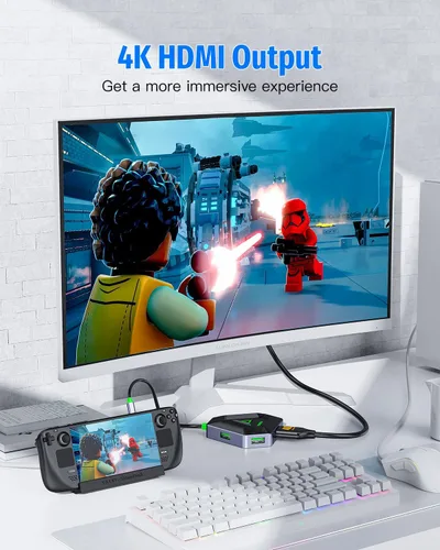 Vista 6 de Hub USB C múltiple, estación de acoplamiento USB con adaptador HDMI, 3 puertos de datos divisores USB 3.0 y lector de tarjetas SD/TF, compatible