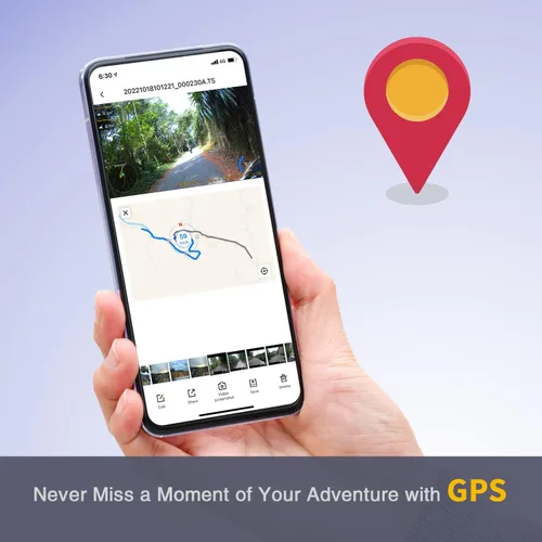 Vista 6 de LKT Cámara de salpicadero de motocicleta delantera y trasera con GPS y WiFi, casco de doble cámara y grabadora de bicicletas con sensor Sony Starvis