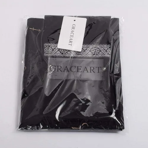 Vista 5 de GRACEART Mantel grande de 31 x 31 pulgadas, mantel de tarot bordado de astrología con bolsa de tarot (negro)