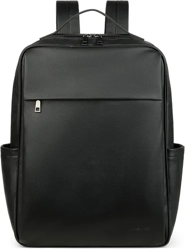 Vista 8 de MASINTOR Mochila Bolso de Cuero PU de 15.6 pulgadas para Portátil para Mujeres, Mochila Casual Grande para Universidad, Bolsa de Viaje, Negro