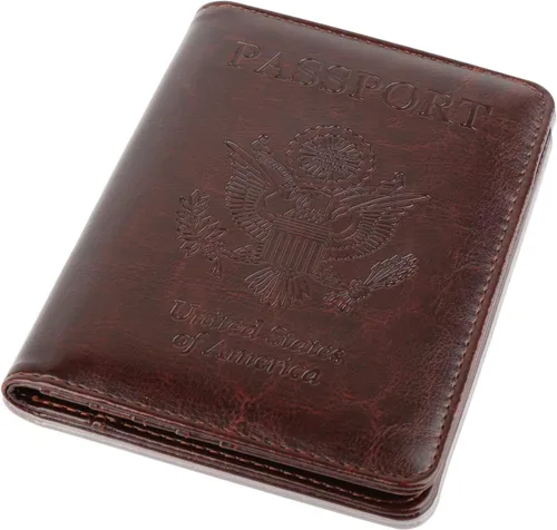Vista 7 de Portapasaportes de piel, con bloqueo RFID, ideal para documentos de viaje, Coffee), B072QC2GSM