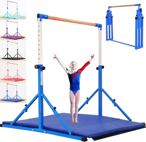Vista 10 de MARFULA Adjustable 5 Ft Folding Gymnastics Kip Bar for Kids Ages 3-18 Negro