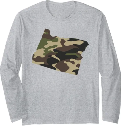 Vista 3 de Camiseta de manga larga con diseño de camuflaje militar de Oregon, Negro