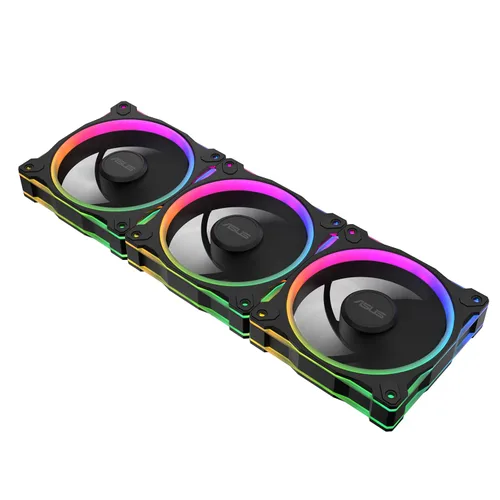 Vista 11 de ASUS Prime MR120 ARGB Fan Negro Paquete Triple, Marco Extra Grueso de 28mm, Silencioso, Enfriamiento de Alto Rendimiento con Control PWM, 20 LEDs