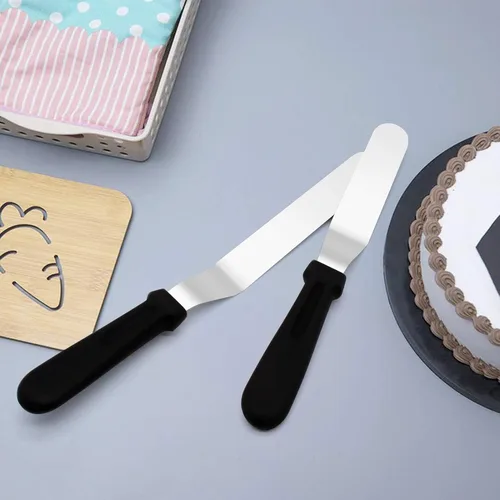 Vista 7 de Espátula de glaseado, espátula compensada, acero inoxidable con mango de plástico PP para decoración de tartas