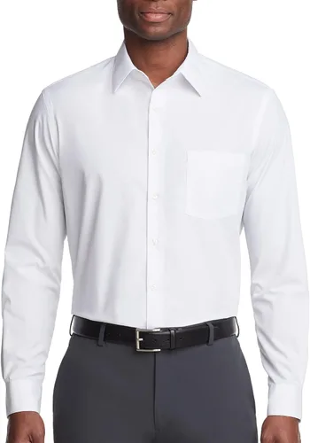 Vista 26 de Van Heusen Mens Dress Shirt Regular Fit Poplin Solid Negro