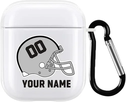 Vista 19 de Funda de casco de fútbol con nombre y número para Apple AirPods de 2ª y 1ª generación, regalo personalizado para fanáticos de los deportes de Arizona