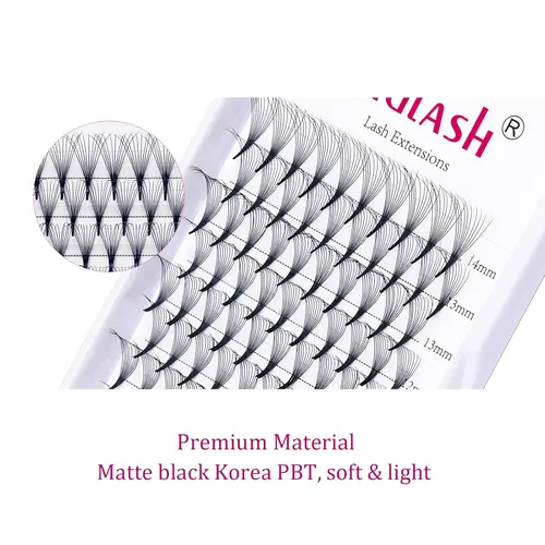 Vista 4 de FADLASH Extensiones de pestañas postizas en abanico con base puntiaguda 10D, extensiones de pestañas postizas de tallo medio, extensiones