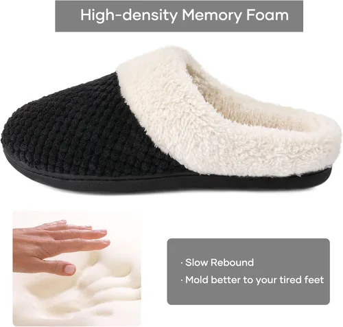 Vista 3 de ULTRAIDEAS Juego de 2 pares de pantuflas de Navidad para mujer talla 7-8 de EE. UU. (bronceado, negro)