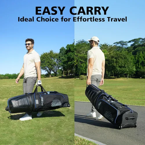 Vista 5 de Golf Travel Bags for Airlines with Wheels, Hard Case Top and 1680D Heavy Duty Oxford Protect Golf Clubs, Lightweight and Easy to Maneuver