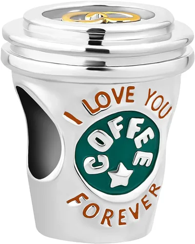 Vista 2 de Abalorio de taza de café para amantes del café, compatible con pulseras Pandora