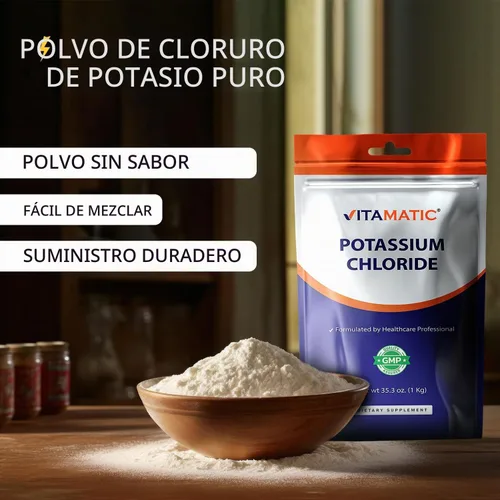 Vista 7 de Vitamatic Polvo de cloruro de potasio – 1 kg (2.2 lb) – Puro, sin rellenos, sin OMG, sin gluten