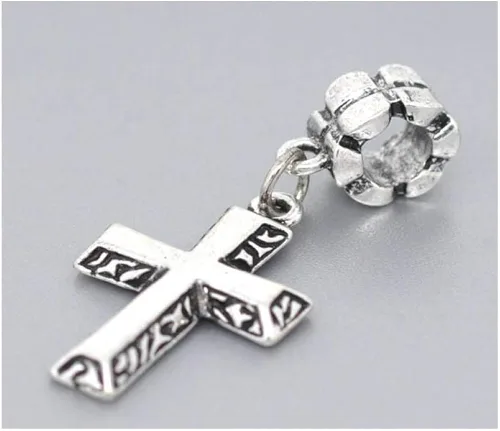Vista 2 de Sexy Sparkles Dijes para pulseras espaciadores colgantes cruzados estilo europeo compatible, Aleación de metal de zinc