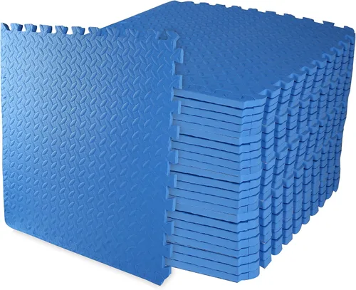 Vista 10 de BalanceFrom Tapete de ejercicio tipo rompecabezas con baldosas entrelazadas de espuma EVA para MMA – Ejercicio – Una pulgada de grosor, 24 pies Negro
