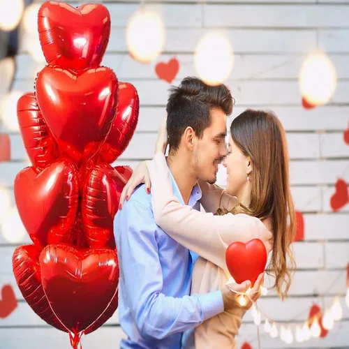 Vista 4 de 12 globos de aluminio con forma de corazón rojo, globos de 18 pulgadas, decoraciones de papel de aluminio adecuados para fiestas de cumpleaños