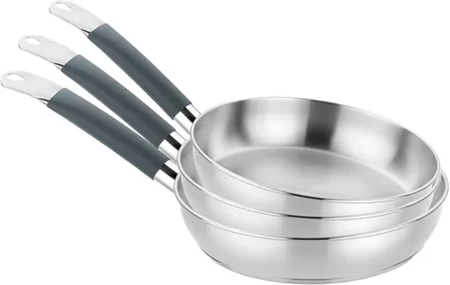 Vista 10 de BRA COOKWARE Master 2 - Juego de sartenes profesionales de 8 + 10.2 pulgadas, sartén de acero inoxidable, compatible con todas las estufas, sartén