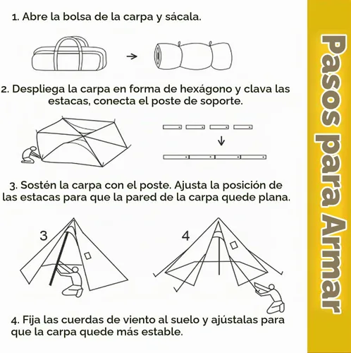 Vista 6 de FIREHIKING Tienda de Campaña Caliente - Tipi Ultraligero con Conector para Estufa para 1-2 Adultos