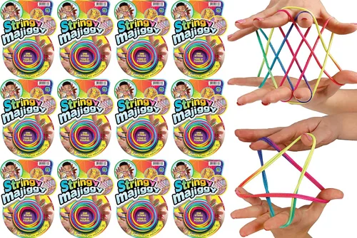 Vista 5 de JA-RU Stringy Majiggy Cats Cradle - Juguetes de cuerda chinos (1 cuna para gatos) Juegos de trucos de cuerda de mano para niños y adultos, niñas