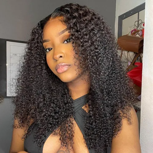 Vista 10 de Pelucas de encaje frontal HD de cabello humano ISEE con textura rizada y crespa listas para usar, pelucas de encaje sin pegamento para mujeres, sin