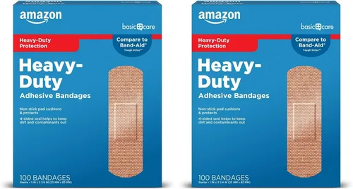 Vista 9 de Amazon Basic Care Vendas adhesivas de tela resistente, suministros de primeros auxilios y cuidado de heridas, talla única, 100