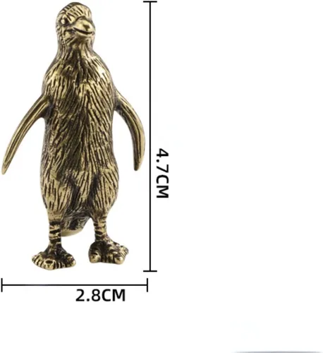 Vista 6 de Figuras en miniatura modelo de pingüino de latón, animales interesantes de bronce, estatua de pingüino, emperador, escultura, adorno de escritorio