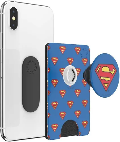 Vista 3 de PopSockets Cartera adhesiva para teléfono y tarjetero con agarre, diseño de Superman