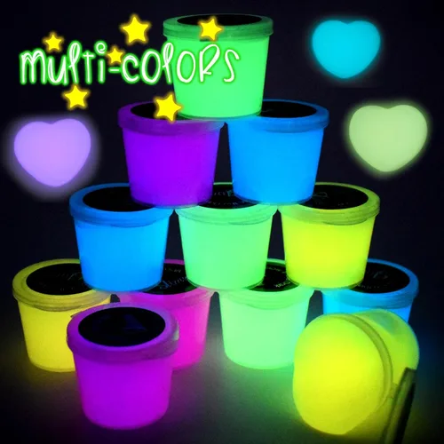 Vista 2 de Paquete de 12 kits de slime de galaxia que brilla en la oscuridad, recuerdos de fiesta para niñas y niños, juguete de alivio del estrés para bolsas
