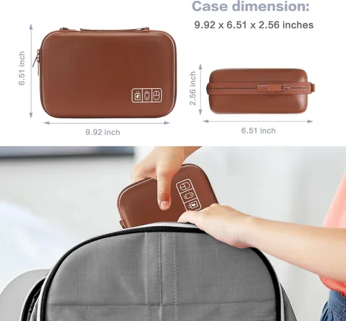 Vista 4 de MOSISO Funda organizadora electrónica de viaje compatible con adaptador de corriente MacBook, compatible con Magic Mouse y lápiz, tarjeta SD, disco