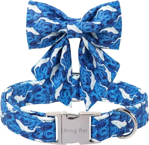 Vista 19 de ARING PET Collar de perro con corbatín, collares de terciopelo para perros con corbatín extraíble, collar de lazo ajustable para perros hembras