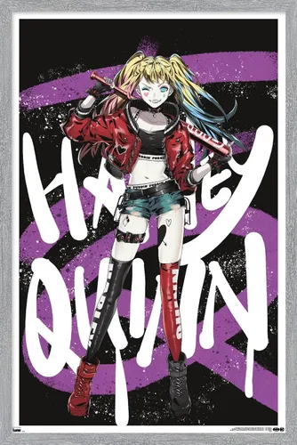 Vista 13 de Trends International DC Comics - Póster de pared de anime Harley Quinn, 14.725 x 22.375 pulgadas, versión enmarcada de madera de granero