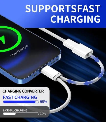 Vista 4 de Adaptador AUX para iPhone para conector de auriculares, Dongle 2 en 1 Lightning a 0.138 in Splitter Cable de carga Apple MFI certificado
