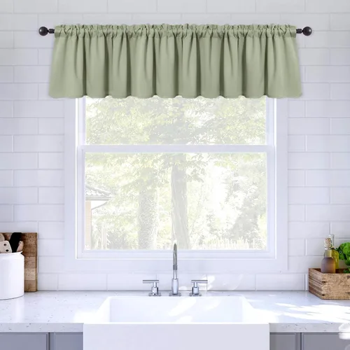 Vista 12 de MIULEE Cenefa opaca con bolsillo para cortinero, con aislamiento térmico, cortina corta para ventana pequeña y dormitorio, 42 x 18 pulgadas, 1 Beige