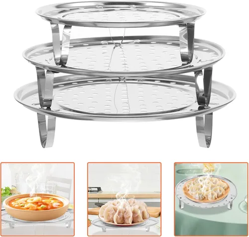 Vista 9 de Steaming Rack Stand Stainless Steel 3pcs with Three Detachable Legs